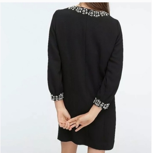 J Crew Jewel Embellished Long Sleeve Shift Dress Size 00 AF426 - Picture 4 of 12